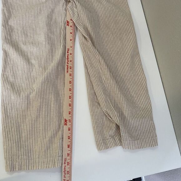 Marine Layer size S Hemp Tencel Blend Romper Pants Tan White Striped Womens - Picture 6 of 13